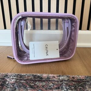 Calpak Small Clear Cosmetic Bag In Lavender